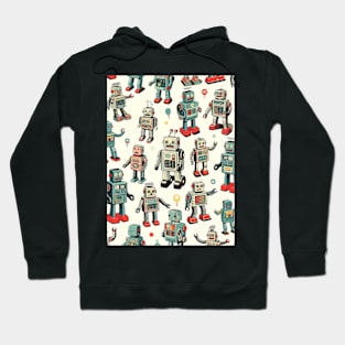 Retro Tin Toy Robots Pattern Hoodie